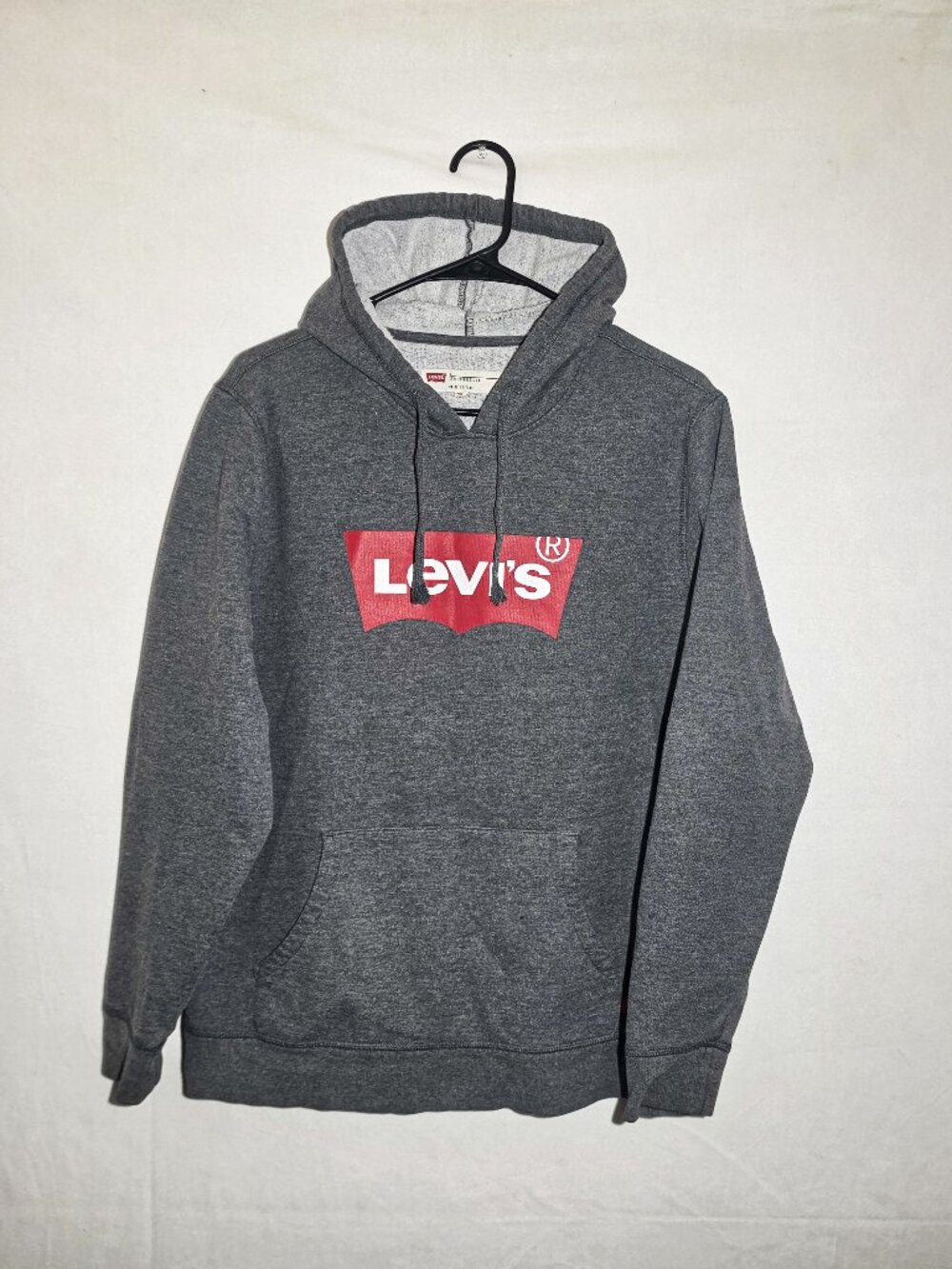 Levi's Hoodie  Men's Large Long Sleeve Gray Poly Cotton Logo Sweatshirt
